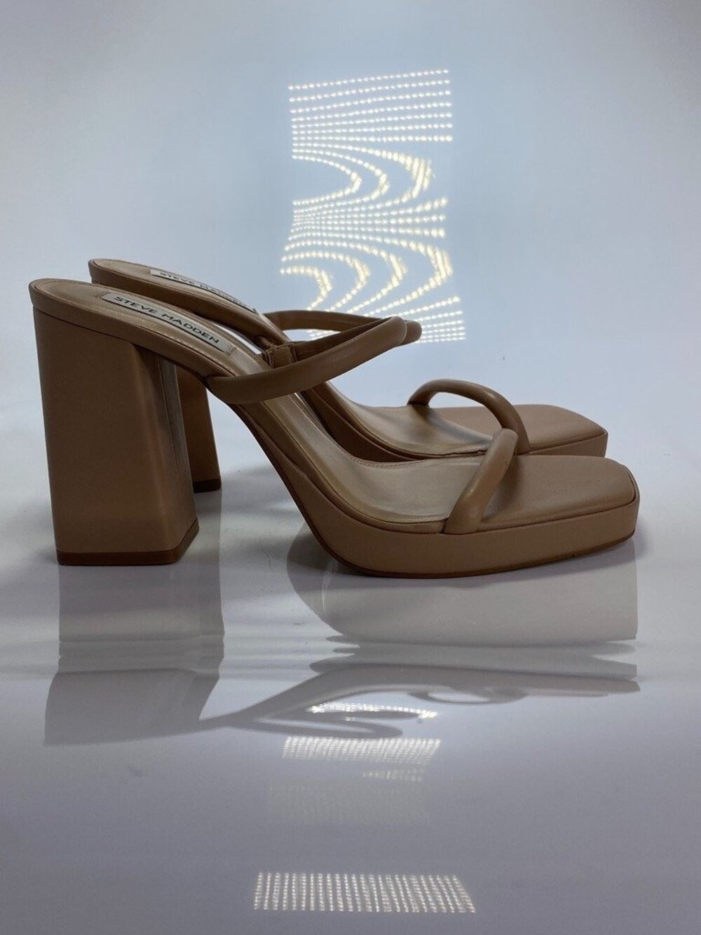 Steve Madden Women's Polly Double Strap Nude Heel Sandal Sz 9.5